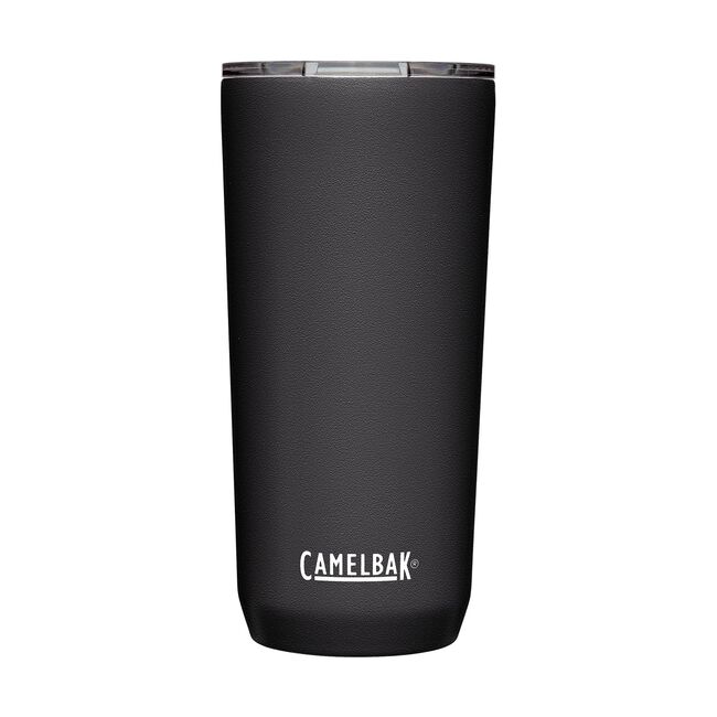 CamelBak Horizon Tumbler 20 Oz 2022 - A dark gray tumbler with a clear lid and white lettering on the front.