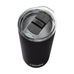 CamelBak Horizon Tumbler 20 Oz 2022 - A black tumbler with a clear lid and a small hole in the center of it.