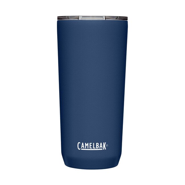CamelBak Horizon Tumbler 20 Oz 2022 - A navy blue tumbler with a clear lid and white lettering.