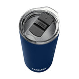 CamelBak Horizon Tumbler 20 Oz 2022 - A navy blue tumbler with a clear lid and black handle.