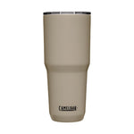CamelBak Horizon Tumbler 30 Oz 2022 - A tan tumbler with a clear lid and black writing on the side.