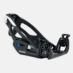 Burton Junior's Grom Step On Snowboard Bindings - Black bindings with white accents and blue screws.