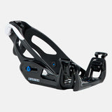 Burton Junior's Grom Step On Snowboard Bindings - Black bindings with white accents and blue screws.