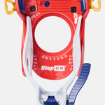 Burton Junior's Grom Step On Snowboard Bindings - White bindings with black straps and buckles on a light gray background.