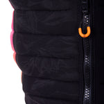 Hyperlite Women's Cadence Comp Vest 2024 - A black vest with a subtle leaf pattern and hot pink accents on the zipper pull and trim.