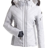 Nils Women's St Anton Insulated Faux Fur Jacket - A white faux fur-lined jacket with a high collar and zippered pockets.