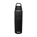 CamelBak MultiBev 22 oz Bottle / 16 oz Cup - A black water bottle with a handle on top and a smaller cup attached to it.
