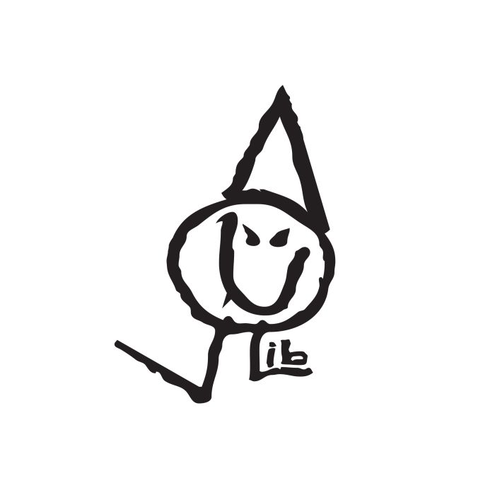 Lib Tech Poly Logo - Diecut sticker with a white background and black logo featuring a stylized "L" shape in bold, blocky font.