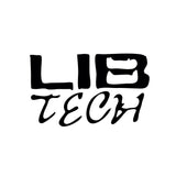 Lib Tech Stacked Logo - Diecut sticker with stacked logo in black on a white background.