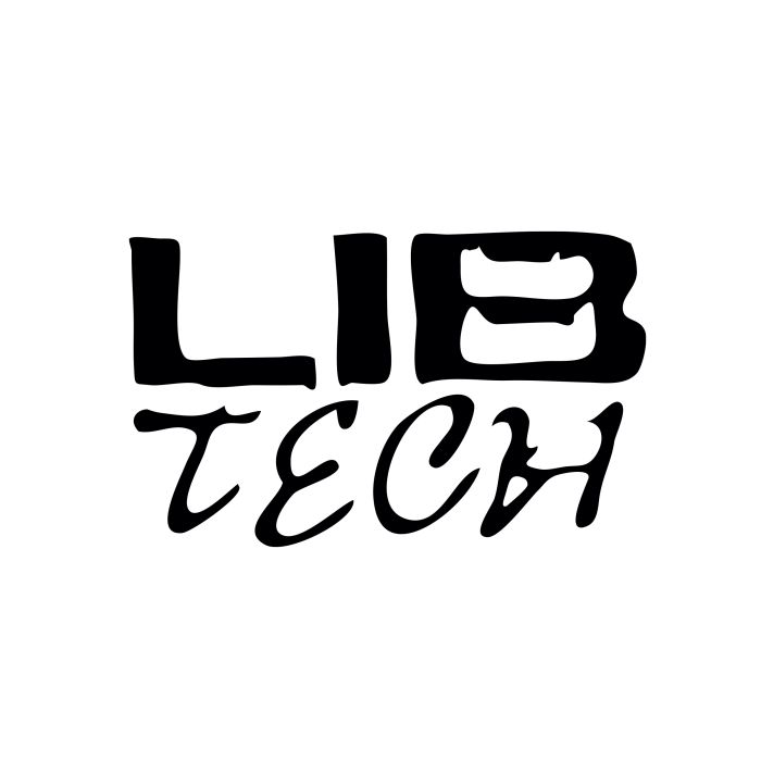 Lib Tech Stacked Logo - Diecut sticker with stacked logo in black on a white background.