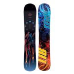 Lib Tech Rasman Snowboard 2025 - A black snowboard with a wolf howling at the moon graphic, featuring red and blue hues.