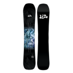 Lib Tech Skunk Ape Snowboard 2025 - Black snowboard with a blue and white abstract design on top of it.