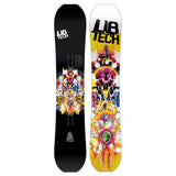 Lib Tech T. Rice Pro Camber Snowboard 2025 - A black snowboard with a white and red graphic of a man's face, featuring a green eye and a pink mouth.