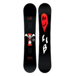 Lib Tech Women's Two Time Snowboard 2025 - Black snowboard with white logo and red outline on top sheet.