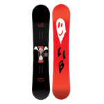 Lib Tech Women's Two Time Snowboard 2025 - A black snowboard with a white hourglass logo and red accents.