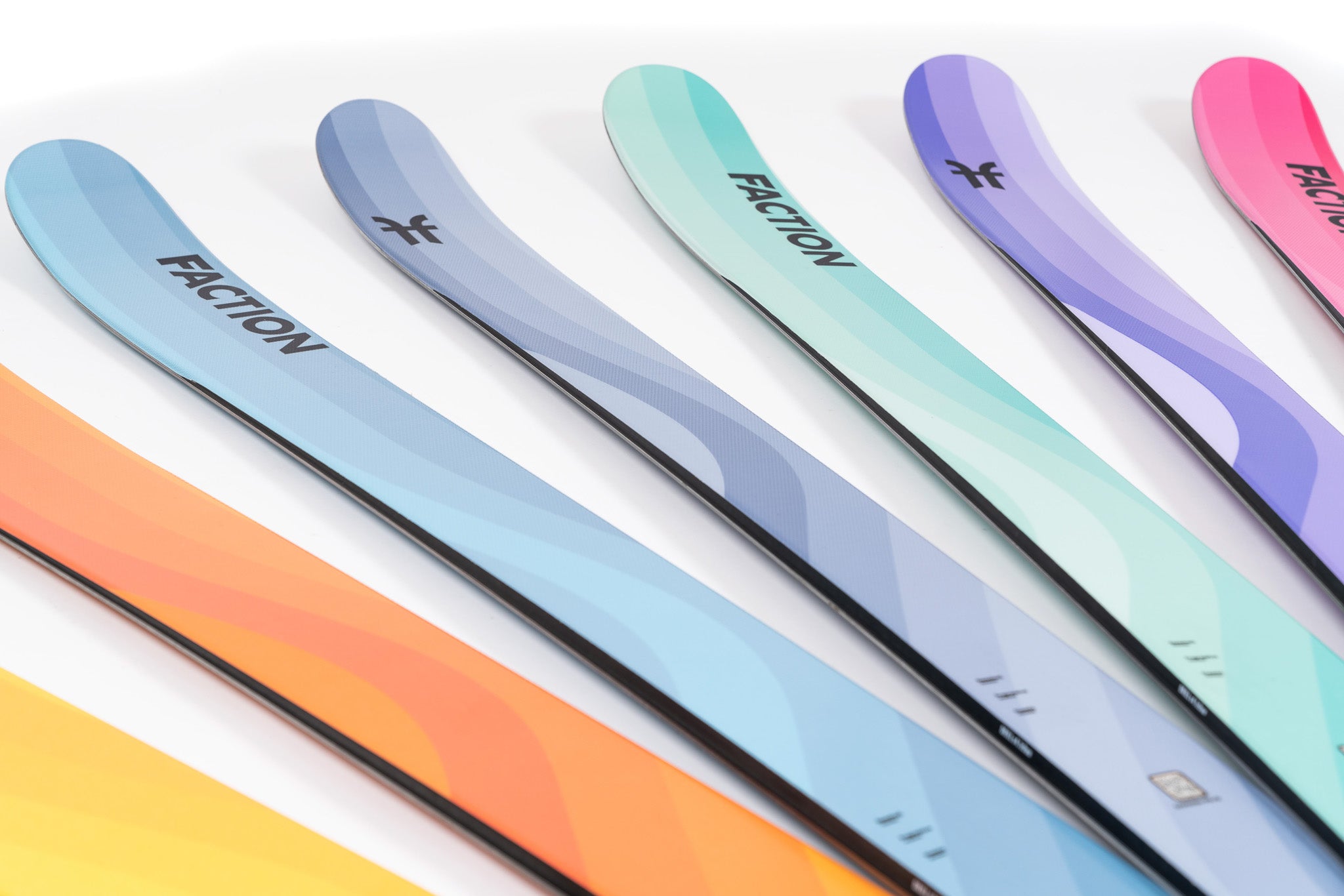 Faction Dancer 2 Ski 2026 - A blue ski with a wavy pattern and black lettering on top.