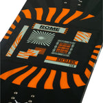 Rome Mechanic Snowboard 2025 - Black snowboard with orange accents and a white logo on top.