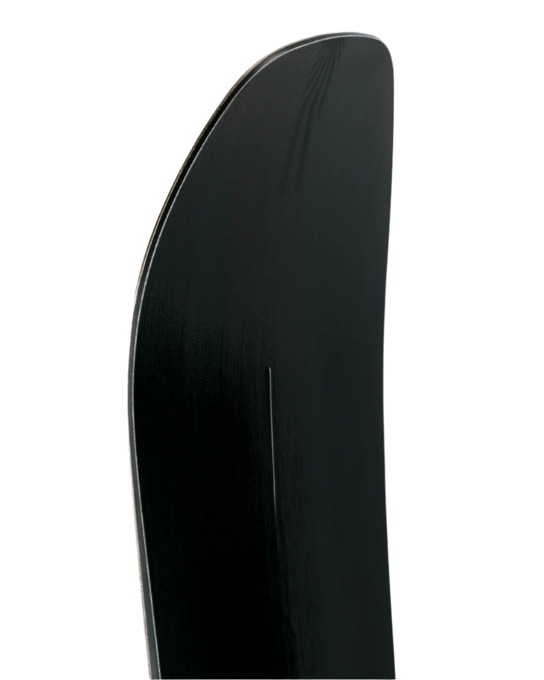 Rome Mechanic Snowboard 2025 - A black snowboard with a subtle wood grain texture and white accents on the bindings.