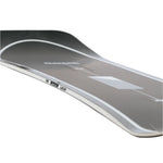 Rome Ravine Pro Snowboard 2025 - A black snowboard with a white stripe down the middle and a white logo on top.