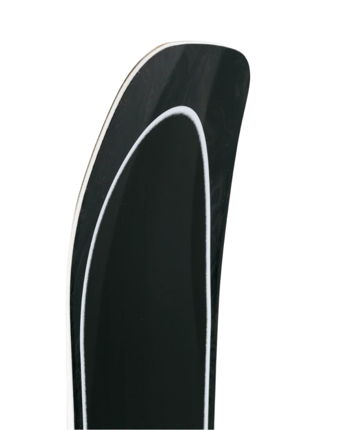 Rome Ravine Pro Snowboard 2025 - A black snowboard with a white stripe down the middle and a white tip at the top.