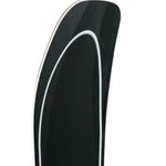 Rome Ravine Pro Snowboard 2025 - A black snowboard with a white stripe down the middle and a white tip at the top.