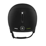 Anon Oslo Wavecel Roundfit Helmet 2025 - Matte black helmet with a small silver logo on top and a chin strap at the bottom.