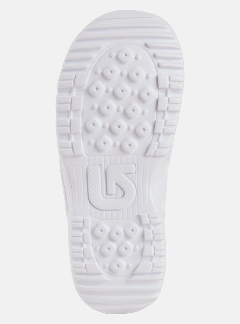 Burton Junior's Smalls Boa Snowboard Boot 2025 - White snowboard boot with a textured rubber sole and laces.