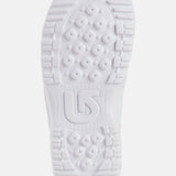 Burton Junior's Smalls Boa Snowboard Boot 2025 - White snowboard boot with a textured rubber sole and laces.