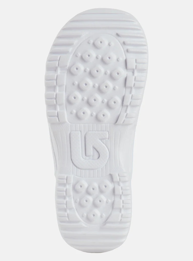 Burton Junior's Smalls Boa Snowboard Boot 2025 - White snowboard boot with a textured rubber sole and laces.