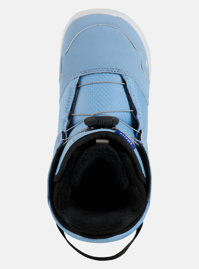 Burton Junior's Smalls Boa Snowboard Boot 2025 - Light blue snowboard boot with a textured pattern on the upper and black laces.