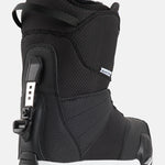 Burton Smalls Step On Snowboard Boots 2025 - A pair of black snowboard boots with a textured pattern on the upper material and white accents around the sole.