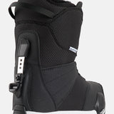 Burton Smalls Step On Snowboard Boots 2025 - A pair of black snowboard boots with a textured pattern on the upper material and white accents around the sole.
