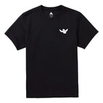 Burton Albin Tee Shirt 2025 - A black t-shirt with a white graphic of an owl in flight on the chest.