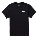 Burton Albin Tee Shirt 2025 - A black t-shirt with a white graphic of an owl in flight on the chest.