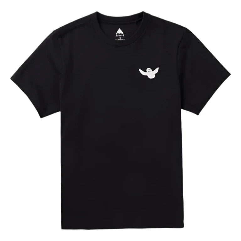 Burton Albin Tee Shirt 2025 - A black t-shirt with a white graphic of an owl in flight on the chest.
