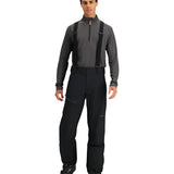Obermeyer Force Insulated Suspender Pant 2025 - Black insulated snow pants with adjustable suspenders and zippered leg pockets.