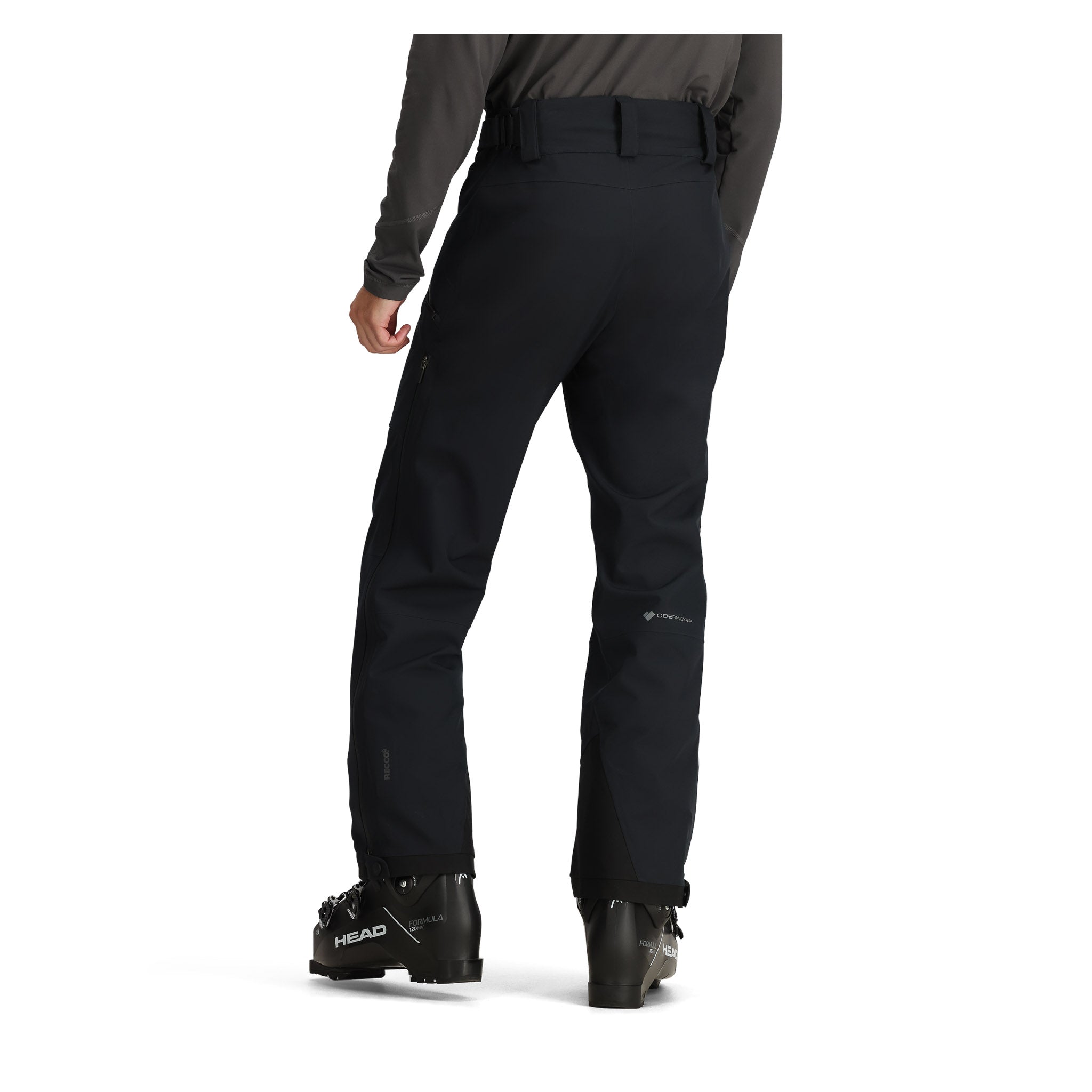 Obermeyer Foraker Shell Pant 2025 - Black snow pants with a subtle white logo on the left thigh and zippered pockets at the hips.