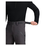 Obermeyer Foraker Shell Pant 2025 - A pair of black snow pants with a zippered pocket on the thigh and a belt loop at the waist.