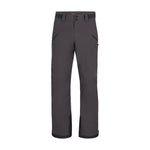 Obermeyer Foraker Shell Pant 2025 - A pair of dark gray snow pants with a black stripe down the side and two zippered pockets on the back.