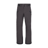 Obermeyer Foraker Shell Pant 2025 - A pair of dark gray snow pants with a black stripe down the side and two zippered pockets on the back.