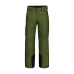 Obermeyer Orion Insulated Pant 2025 - Olive green insulated ski pants with a black waistband and two zippered pockets on each side.