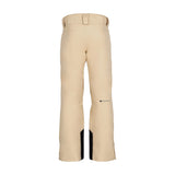 Obermeyer Orion Insulated Pant 2025 - Beige snow pants with a black logo on the left thigh and a black zipper pull on the right side pocket.