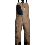 Men's mushroom shell bib pants with dark navy upper bib and adjustable suspender straps