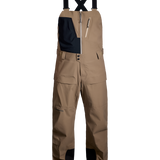 Men's mushroom shell bib pants with dark navy upper bib and adjustable suspender straps
