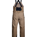 Men's mushroom shell bib pants with dark navy X-back suspenders and chest bib panel