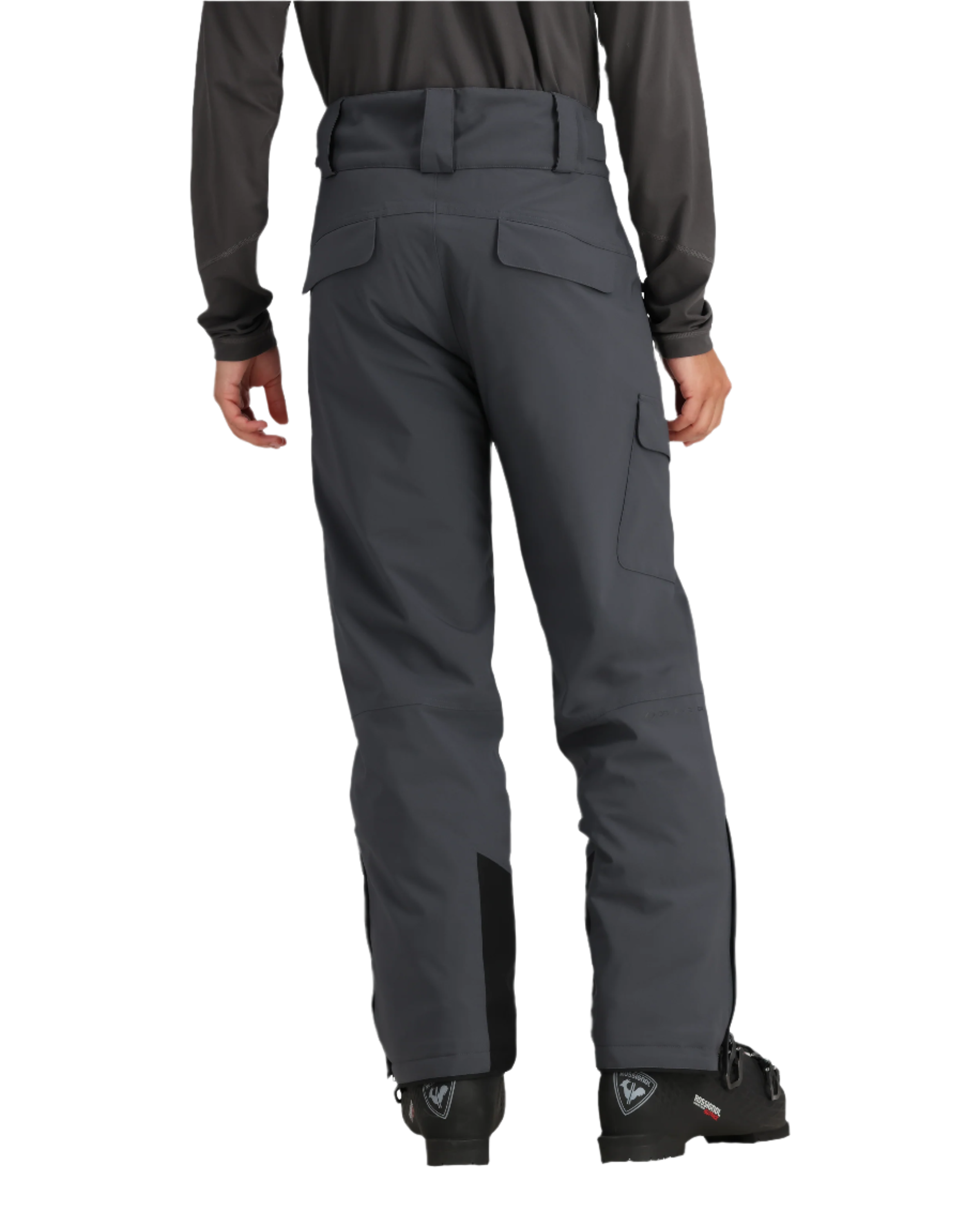 Obermeyer Alpinist Stretch Pant 2025 - Dark gray pants with a subtle pattern of thin, darker stripes on the upper thigh area.