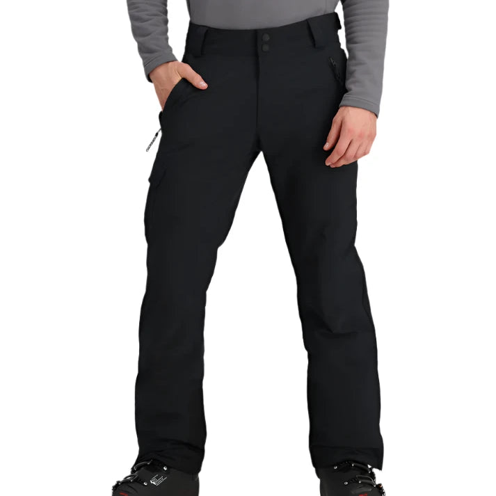 Obermeyer Alpinist Stretch Pant 2025 - Black snow pants with zippered pockets and adjustable waistband.