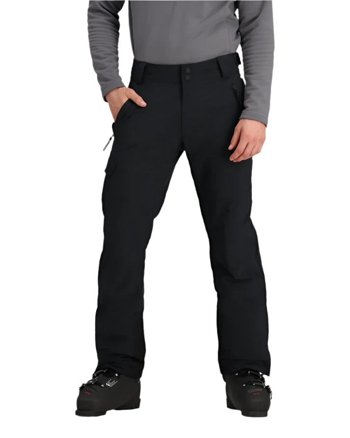 Obermeyer Alpinist Stretch Pant 2025 - Black snow pants with zippered pockets and adjustable waistband.