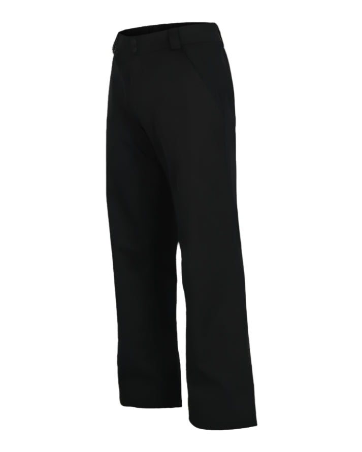 Obermeyer Keystone Shell Pant Short 2025 - Black pants with a slight flare at the bottom and belt loops on the waistband.