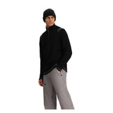 Obermeyer Gambel Half Zip Sweater 2025 - A black half-zip sweater with white stitching and a brown zipper pull.